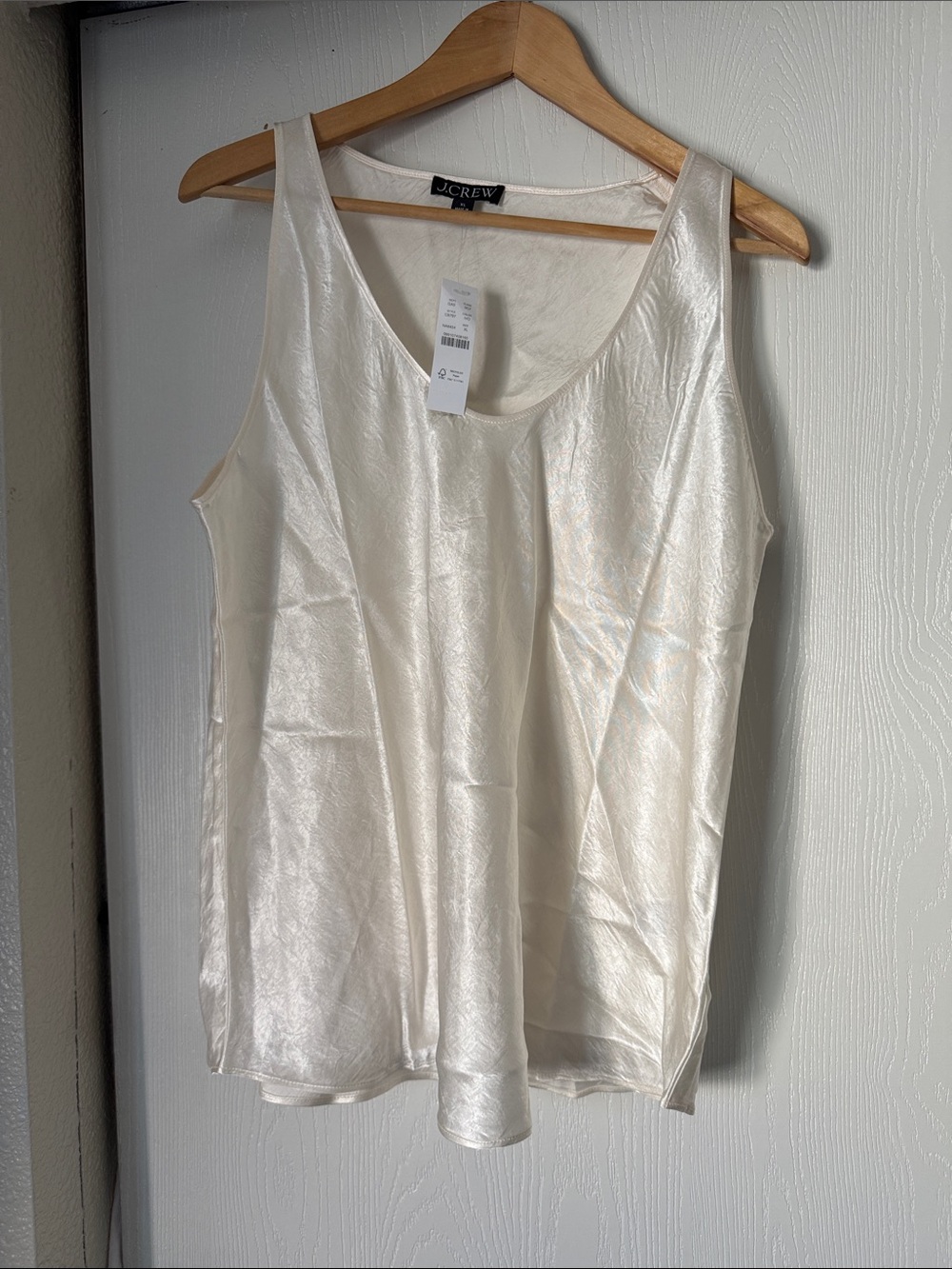 J. Crew Pearlescent Ivory Satin Scoop Cami